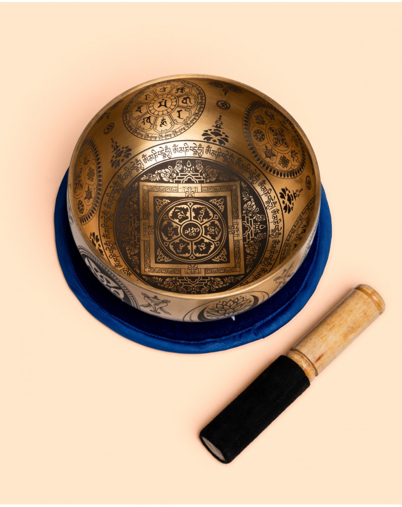 Cuenco Cantor Premium 16,5 cm - Do Sost Mandala Dorados Premium Grabados