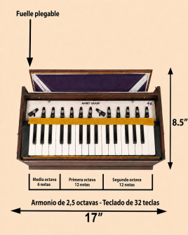 Armonio + Shruti Box - 2,5 Octavas Armonios